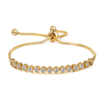 18K White Gold/Gold Diamond Bracelet - Adjustable Style - Image 5