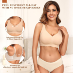 A seamless and wireless supportive bra suitable for women, with no steel band design, it is soft and comfortable, can perfectly cover the breasts, and is suitable for daily wear.