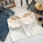 Ice silk camisole backless vest, one-piece fixed cup bra, adjustable shoulder strap short strap bra top for women - Image 9