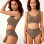Women's seamless ice silk underwear set, a complete summer two-piece underwear set.