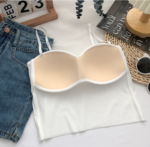 Ice silk camisole backless vest, one-piece fixed cup bra, adjustable shoulder strap short strap bra top for women - Image 10