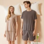 Cool and comfortable couple pajamas, women's round neck short-sleeved pajama set, summer shorts, men's seamless ice silk loungewear, sporty loose casual loungewear. - Image 2