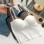 Ice silk camisole backless vest, one-piece fixed cup bra, adjustable shoulder strap short strap bra top for women - Image 12