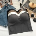 Ice silk camisole backless vest, one-piece fixed cup bra, adjustable shoulder strap short strap bra top for women - Image 13