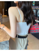 Ice silk camisole backless vest, one-piece fixed cup bra, adjustable shoulder strap short strap bra top for women - Image 5