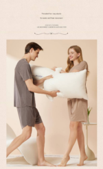 Cool and comfortable couple pajamas, women's round neck short-sleeved pajama set, summer shorts, men's seamless ice silk loungewear, sporty loose casual loungewear. - Image 8
