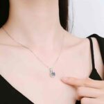 Fashionable and luxurious diamond-encrusted jewelry set - Princess square bag necklace, ring, earrings, three-piece set - Image 5