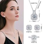 Fashionable and luxurious diamond-encrusted jewelry set - Princess square bag necklace, ring, earrings, three-piece set - Image 8