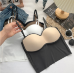 Ice silk camisole backless vest, one-piece fixed cup bra, adjustable shoulder strap short strap bra top for women - Image 8