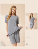 Cool and comfortable couple pajamas, women's round neck short-sleeved pajama set, summer shorts, men's seamless ice silk loungewear, sporty loose casual loungewear. - Image 9