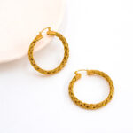 18K Gold Woven Earring Set: Large hoop earrings in woven mesh and round mesh patterns, made of stainless steel, fade-resistant, hypoallergenic, women's jewelry - Image 2