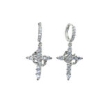 18K Gold-Plated Cubic Zirconia Cross Necklace (Women's) | Cross Pendant Necklace | Cross Earrings | Rotating Crown Cross Necklace Earrings - Image 14