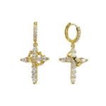 18K Gold-Plated Cubic Zirconia Cross Necklace (Women's) | Cross Pendant Necklace | Cross Earrings | Rotating Crown Cross Necklace Earrings - Image 13