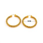 18K Gold Woven Earring Set: Large hoop earrings in woven mesh and round mesh patterns, made of stainless steel, fade-resistant, hypoallergenic, women's jewelry - Image 4