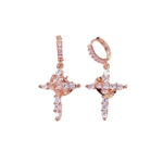 18K Gold-Plated Cubic Zirconia Cross Necklace (Women's) | Cross Pendant Necklace | Cross Earrings | Rotating Crown Cross Necklace Earrings - Image 15