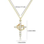 18K Gold-Plated Cubic Zirconia Cross Necklace (Women's) | Cross Pendant Necklace | Cross Earrings | Rotating Crown Cross Necklace Earrings - Image 6