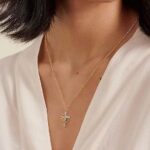 18K Gold-Plated Cubic Zirconia Cross Necklace (Women's) | Cross Pendant Necklace | Cross Earrings | Rotating Crown Cross Necklace Earrings - Image 5