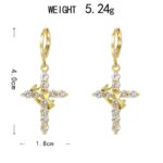 18K Gold-Plated Cubic Zirconia Cross Necklace (Women's) | Cross Pendant Necklace | Cross Earrings | Rotating Crown Cross Necklace Earrings - Image 9