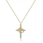 18K Gold-Plated Cubic Zirconia Cross Necklace (Women's) | Cross Pendant Necklace | Cross Earrings | Rotating Crown Cross Necklace Earrings - Image 10