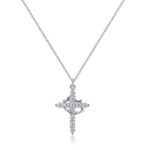 18K Gold-Plated Cubic Zirconia Cross Necklace (Women's) | Cross Pendant Necklace | Cross Earrings | Rotating Crown Cross Necklace Earrings - Image 11