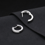 New S925 Sterling Silver Earrings with Full Diamond Moissanite Cuffs | Stylish and Exquisite Trendy Earrings | Unisex Style - Image 9