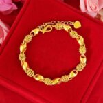 Women's Gold-Tone Openwork Filigree Bead Bracelet – Twisted-Pattern Lucky Bead Bracelet; A Sophisticated, Versatile, and Vintage-Style Piece Perfect for Gifting.