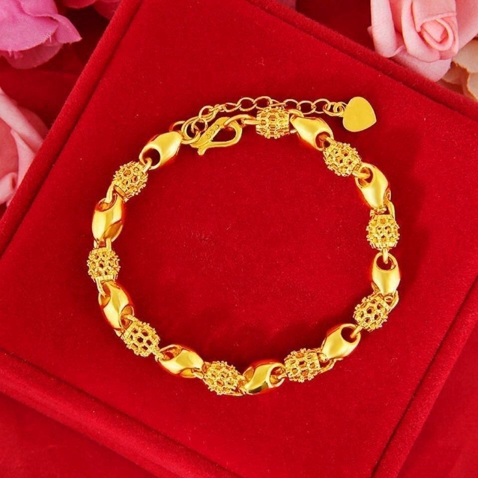 1 Women's Gold-Tone Openwork Filigree Bead Bracelet – Twisted-Pattern Lucky Bead Bracelet; A Sophisticated, Versatile, and Vintage-Style Piece Perfect for Gifting. - Image 1