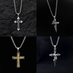 Gothic Cross Pendant Necklace, Stainless Steel Vintage Rose Cross Neck Chain for Men Women, Hip Hop Dark Style Jewelry Gift - Image 10
