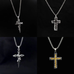 Gothic Cross Pendant Necklace, Stainless Steel Vintage Rose Cross Neck Chain for Men Women, Hip Hop Dark Style Jewelry Gift - Image 11