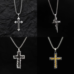 Gothic Cross Pendant Necklace, Stainless Steel Vintage Rose Cross Neck Chain for Men Women, Hip Hop Dark Style Jewelry Gift - Image 12