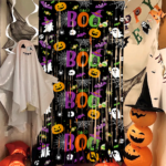 Halloween Pumpkin, Ghost, and Bat Curtain – Haunted House Themed Party Decoration & Backdrop - Image 2