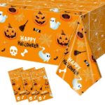 117-Piece Set (Serves 16) Cute Ghost and Pumpkin-Themed Disposable Halloween Party Tableware—Includes "Boo"-themed paper plates, cups, napkins, and cutlery; perfect for Halloween party decorations. - Image 2