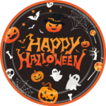 141-Piece Set (Serves 20) – Happy Halloween Disposable Party Tableware Set, Black Pumpkin Ghost Bat Paper Plates Cups Napkins Cutlery for Halloween Party Supplies Decorations - Image 2