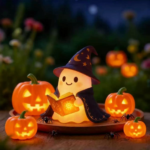 Halloween Ghost-in-Bathtub Night Light / Witch & Ghost Reading Figurine – Creative Party Decor & Gift - Image 3