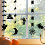 Halloween Hanging Silhouette Decorations 6 Pack, Black Felt Ornaments, Witch Ghost Spider Bat Castle Moon Star Hanging Garland for Halloween Party Decor - Image 4