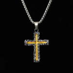 Gothic Cross Pendant Necklace, Stainless Steel Vintage Rose Cross Neck Chain for Men Women, Hip Hop Dark Style Jewelry Gift - Image 4