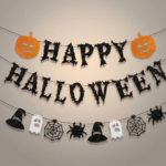 "Happy Halloween" Glitter Banner – Ghost, Spider, Bat, and Cauldron Party Decoration Garland - Image 5