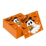 117-Piece Set (Serves 16) Cute Ghost and Pumpkin-Themed Disposable Halloween Party Tableware—Includes "Boo"-themed paper plates, cups, napkins, and cutlery; perfect for Halloween party decorations. - Image 5