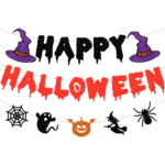 "Happy Halloween" Glitter Banner – Ghost, Spider, Bat, and Cauldron Party Decoration Garland - Image 6