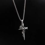 Gothic Cross Pendant Necklace, Stainless Steel Vintage Rose Cross Neck Chain for Men Women, Hip Hop Dark Style Jewelry Gift - Image 6