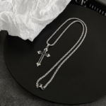 Gothic Cross Pendant Necklace, Stainless Steel Vintage Rose Cross Neck Chain for Men Women, Hip Hop Dark Style Jewelry Gift - Image 7