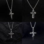 Gothic Cross Pendant Necklace, Stainless Steel Vintage Rose Cross Neck Chain for Men Women, Hip Hop Dark Style Jewelry Gift - Image 9