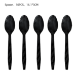 This 93-piece Halloween party tableware set includes 20 plates (ten each of 7-inch and 9-inch sizes), 20 napkins, 10 paper cups, 10 cutlery sets (knives, forks, spoons, and straws), a cake stand, a tablecloth, and a decorative banner. Featuring a vintage-style design adorned with skull, raven, and graveyard motifs, the set is ideal for decorating Halloween parties, haunted houses, and horror-themed events. - Image 10